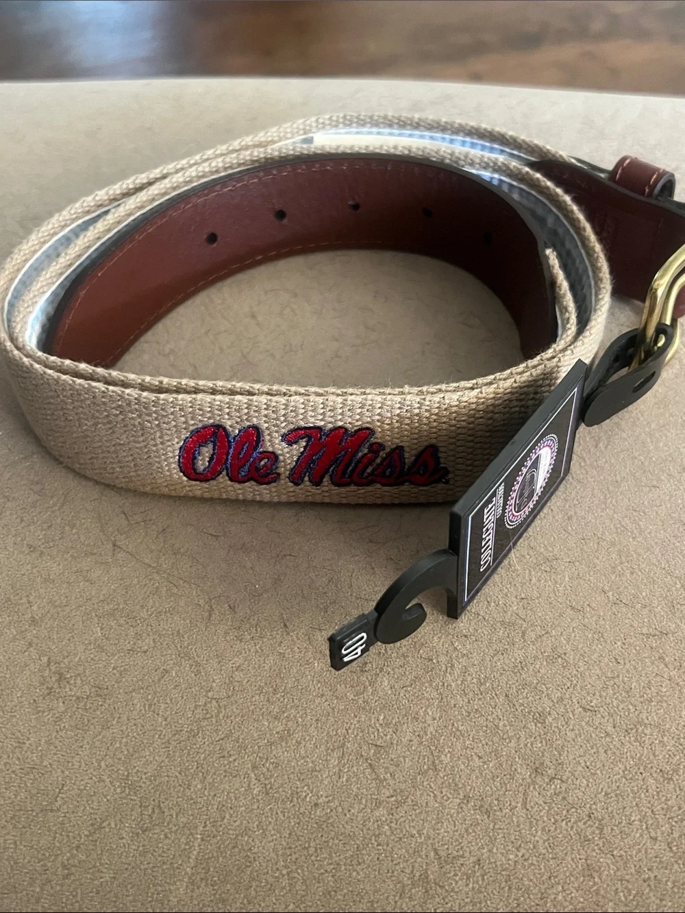 Ole Miss Embroidered Canvas Belt Bag - Khaki by Collegiate Collection, NWT